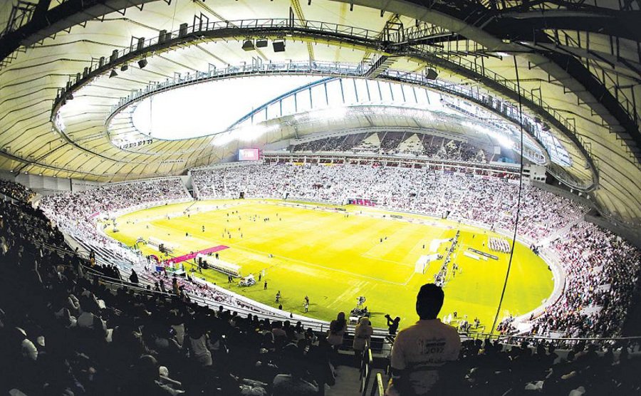 نمایی از استادیوم الخلیفه، محل برگزاری مسابقات جام جهانی